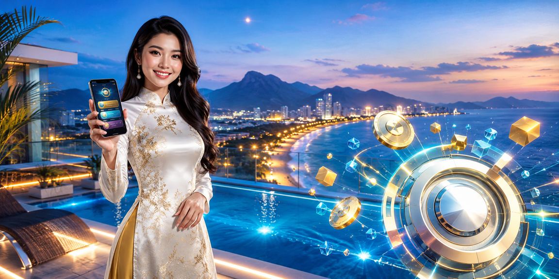 Phụ nữ áo dài tại Quy Nhơn sử dụng ứng dụng xổ số trên điện thoại